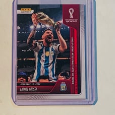 Lionel Messi World Cup Champion Trophy Soccer Card