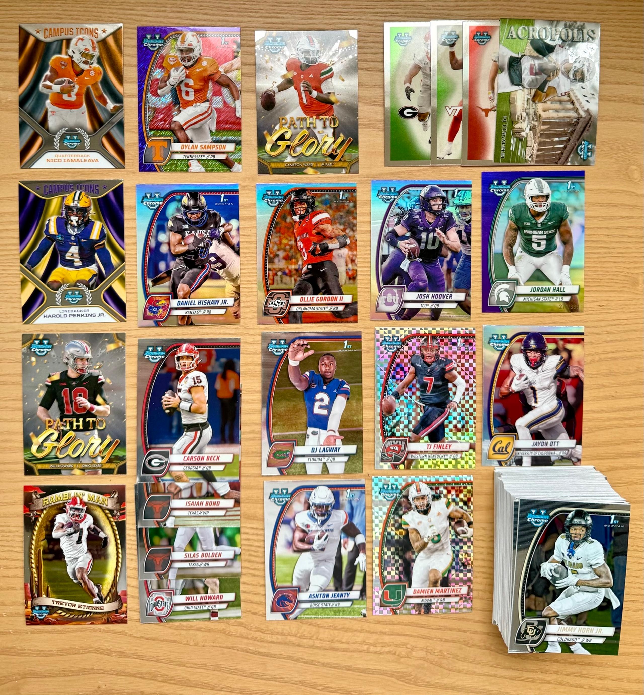 2024 Bowman U Chrome Football 80 Card Lot, Beck Howard Edwards Bama OSU Georgia