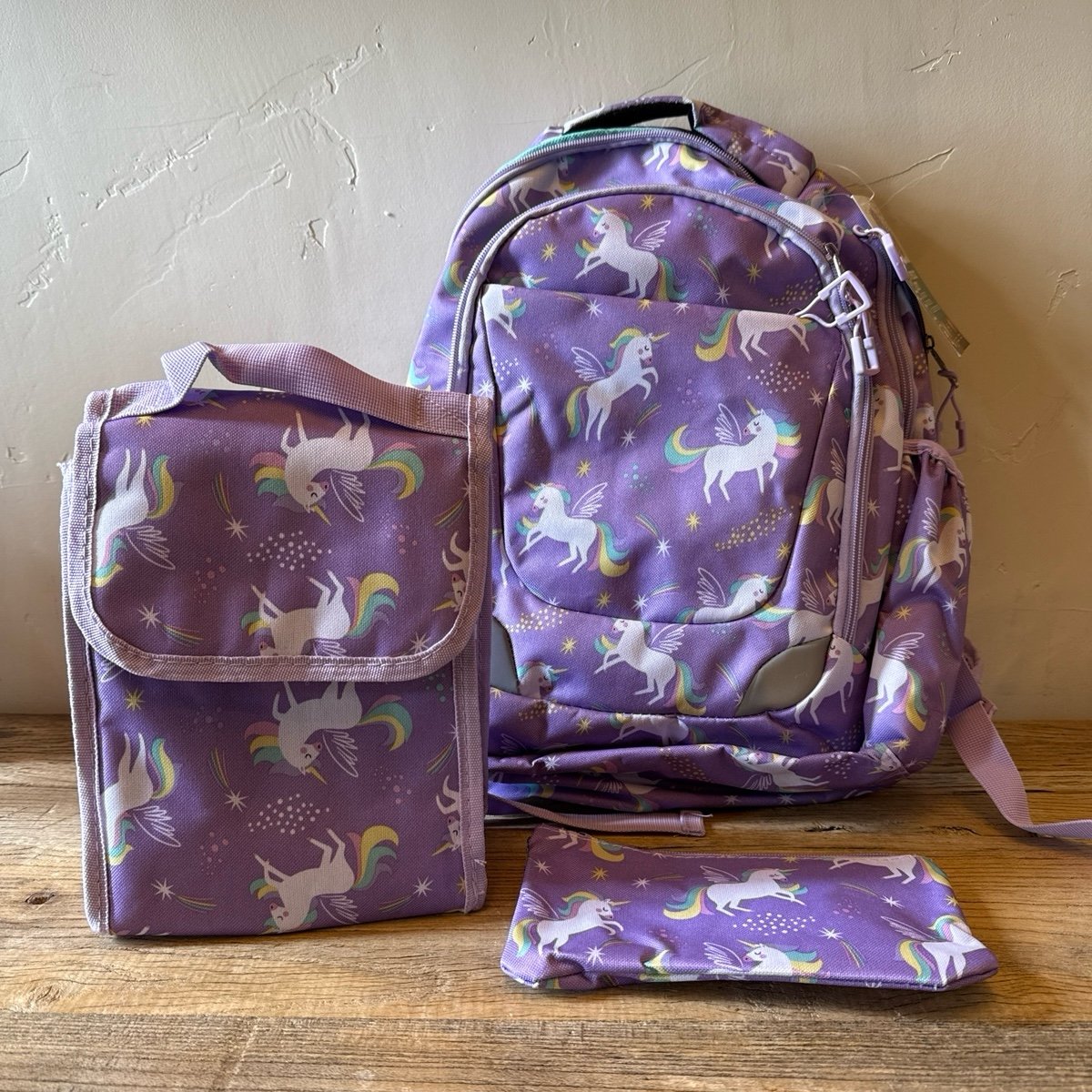 Crckt Youth 3 Piece Unicorn Backpack with Lunch Kit & Matching Pencil Bag