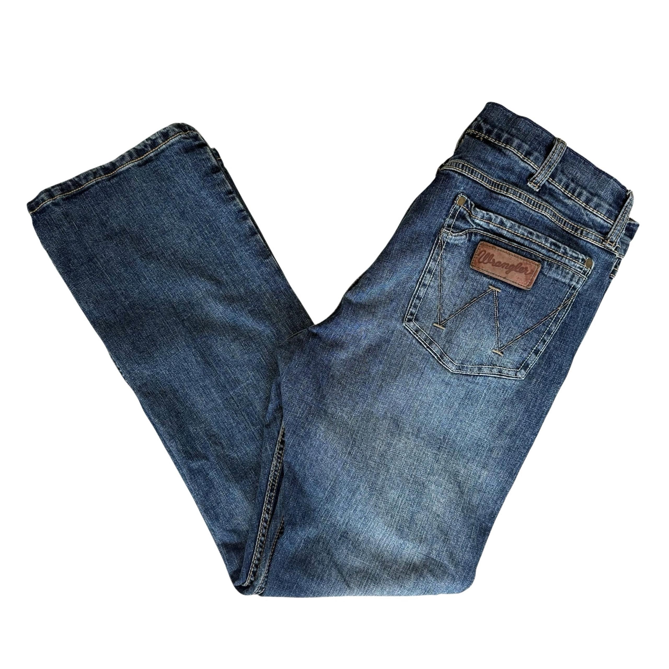 Retro Slim Boot Jeans Mens 34x32 Blue Denim Everyday Classic Going Out - Wrangler