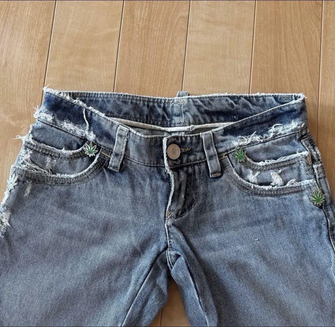 DSQUARED2 Marijuana Denim Damaged Vintage Jeans