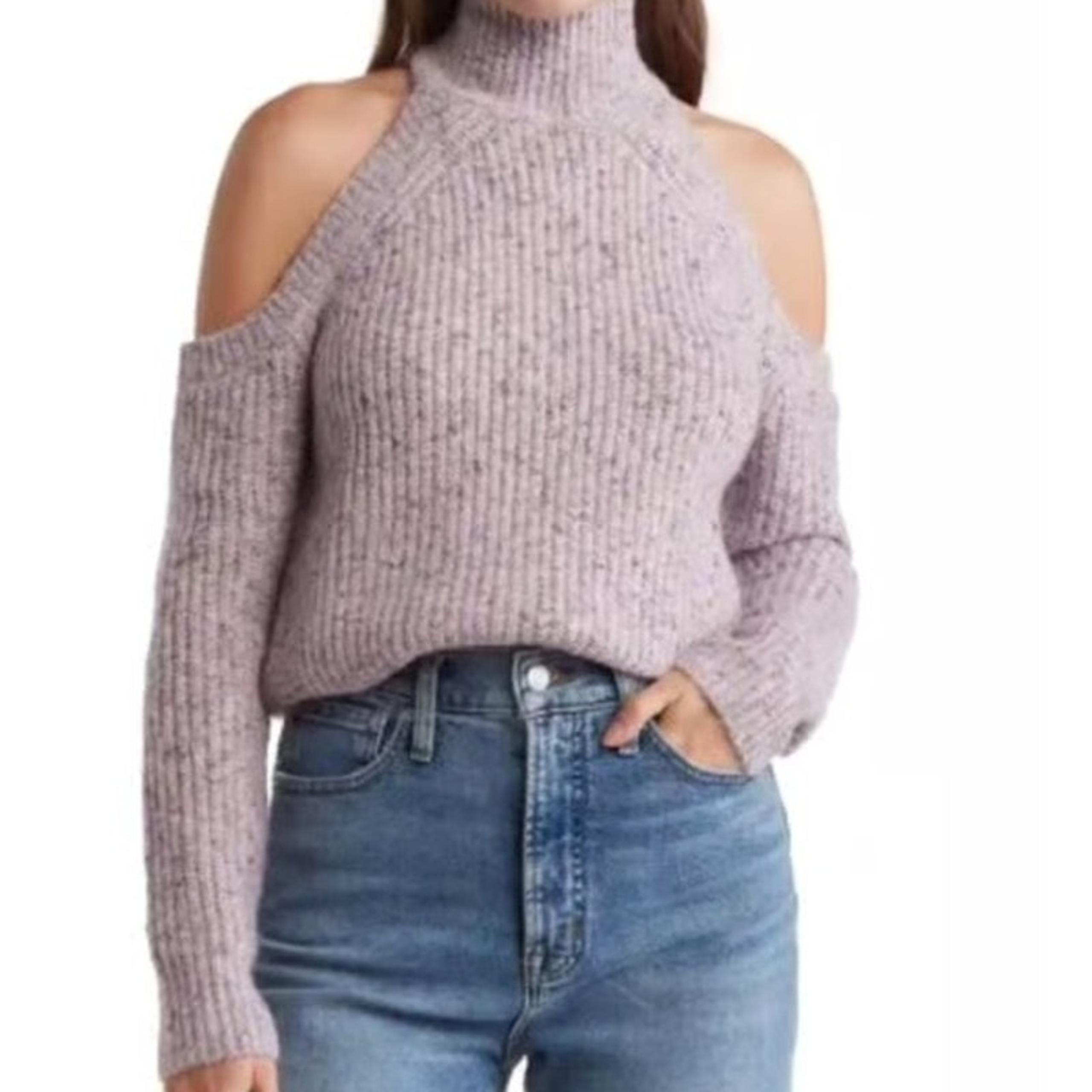 ASTR The Label Cold Shoulder Wool Blend Lavender Sweater Women's Size XL NWT