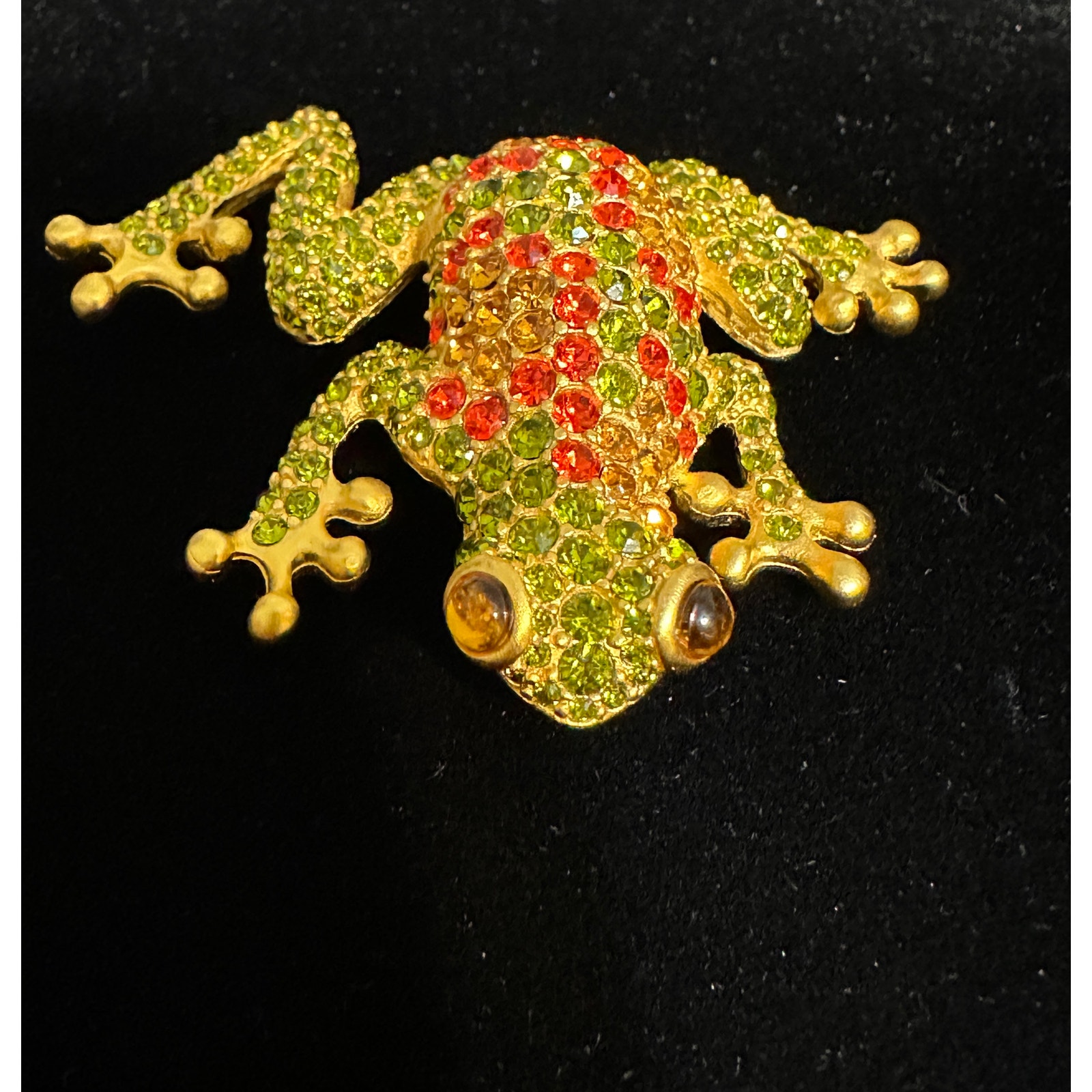Givenchy Goldtone Multicolor Crystal Rhinestone FROG Brooch Pin
