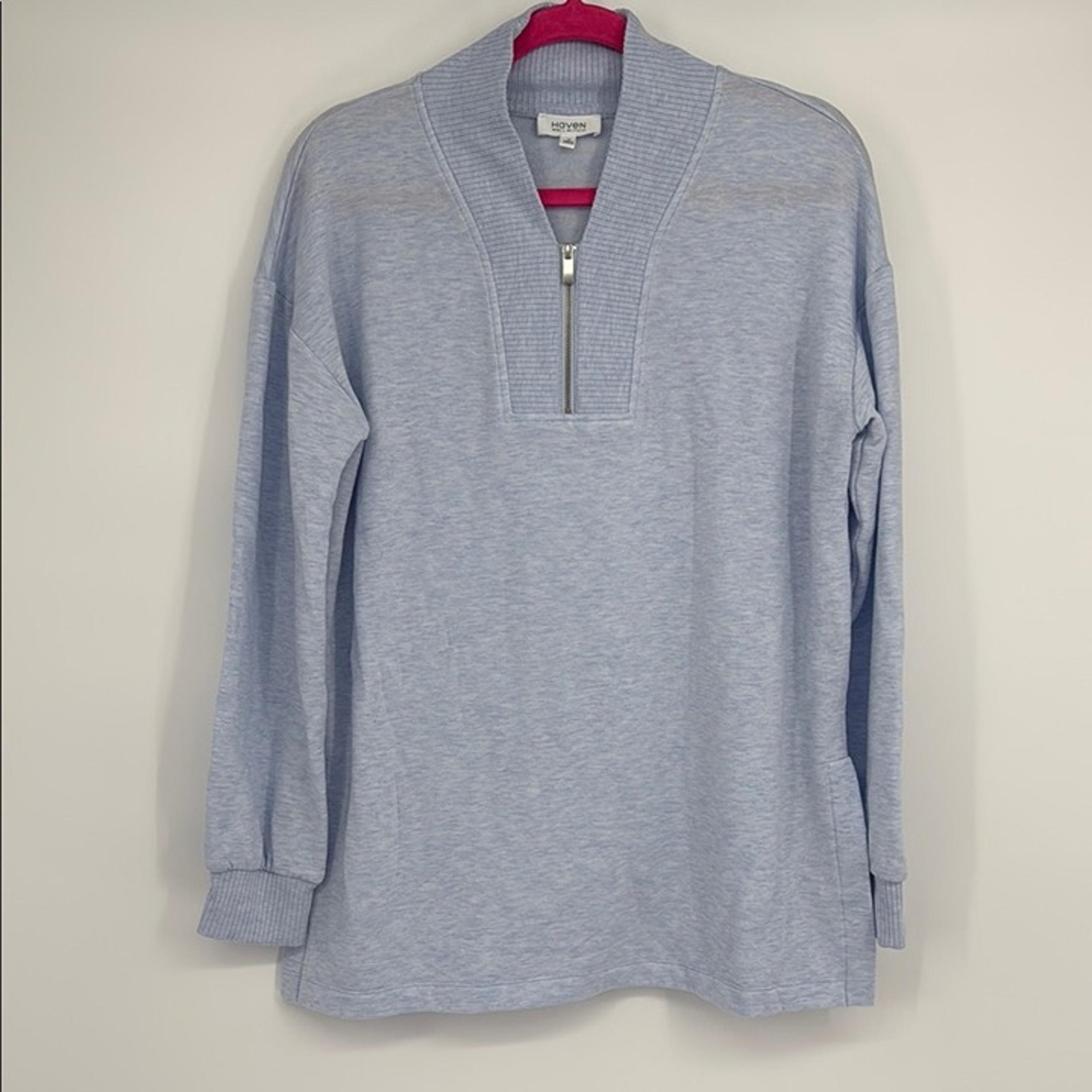 New Haven Women’s Quarter Zip Pullover Sweatshirt – Light Blue – Size M