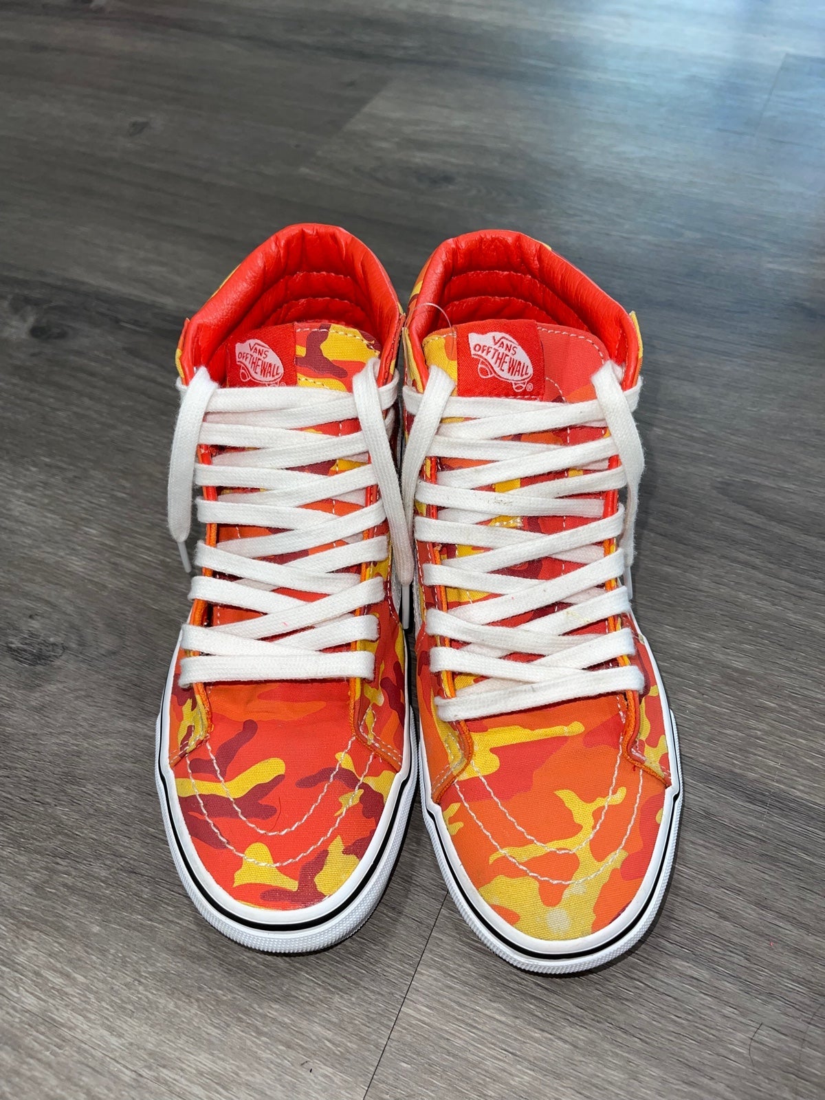 Orange camo high top vans
