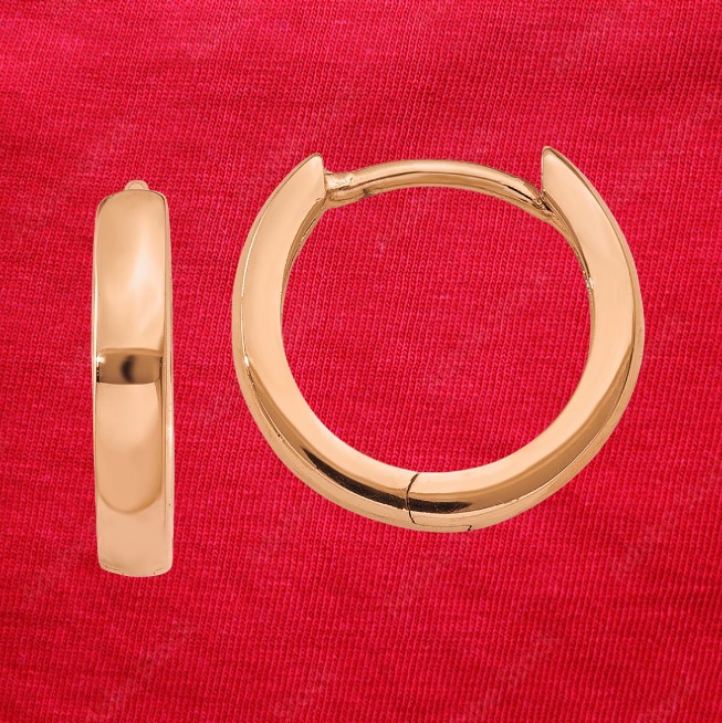 14k Rose Gold Round Hinged Hoop Earrings