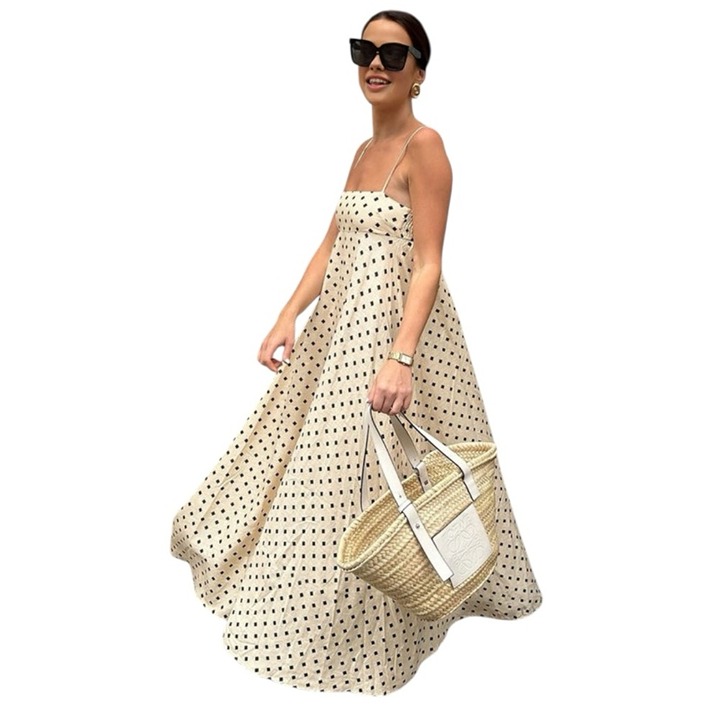 COMMENSE Printed Spaghetti Strap Long DressCOLOR - Apricot, Size Medium NWT