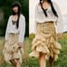 Free People Calliope Ruffle Midi Skirt Sage Medium NWT Ethereal Western Bohemian