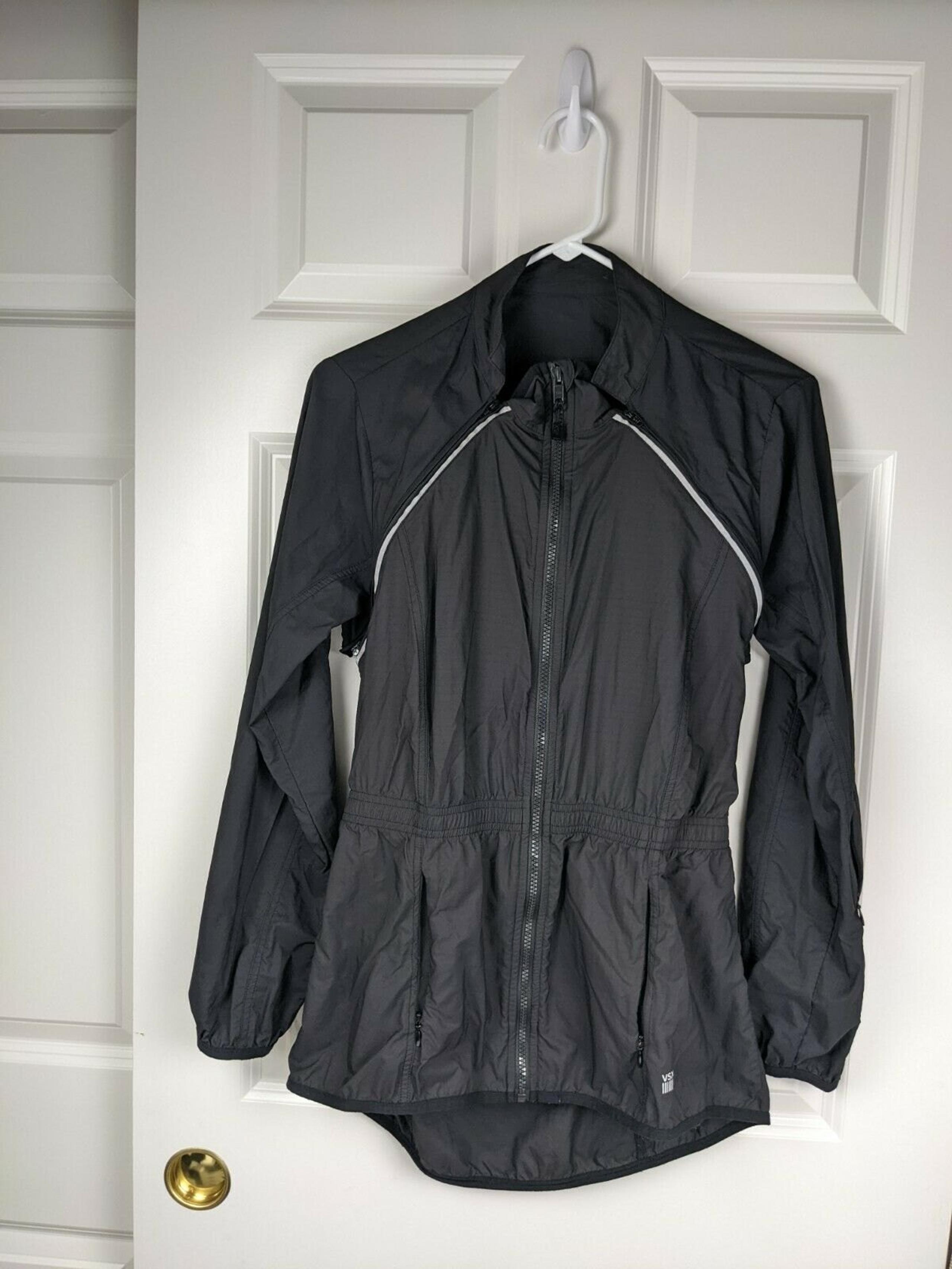 VSX Victoria Secret Sport Womens Black zip up Running Jacket S Removable Sleeve