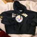 WEAR by Erin Andrews Pittsburgh Steelers cropped black hooded sweatshirt XL NFL