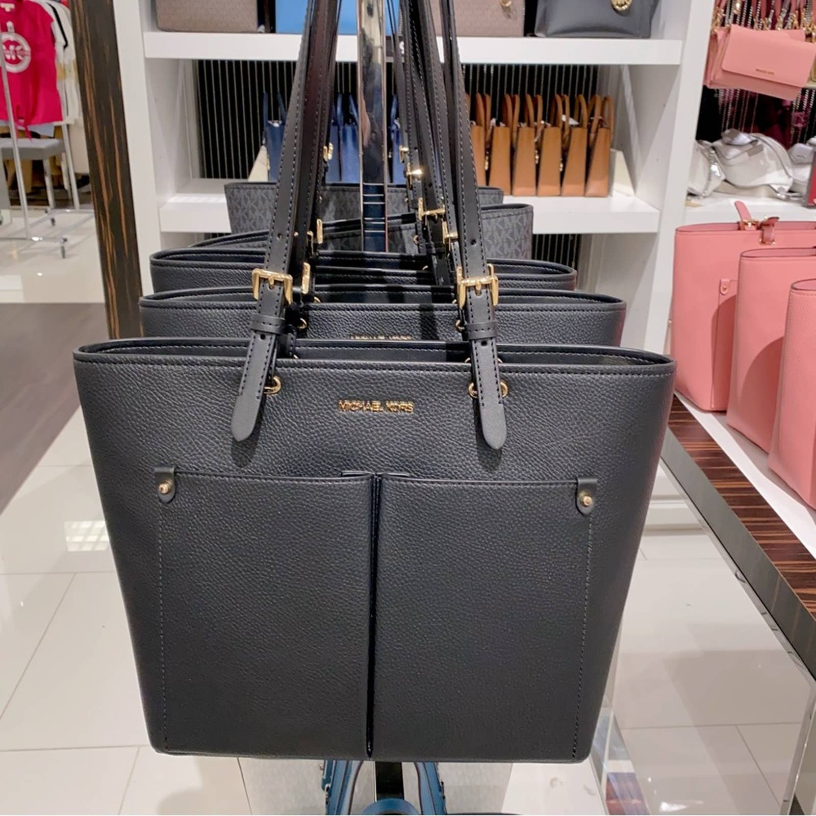 Michael Kors Jet Set Medium Logo Pocket Tote Bag