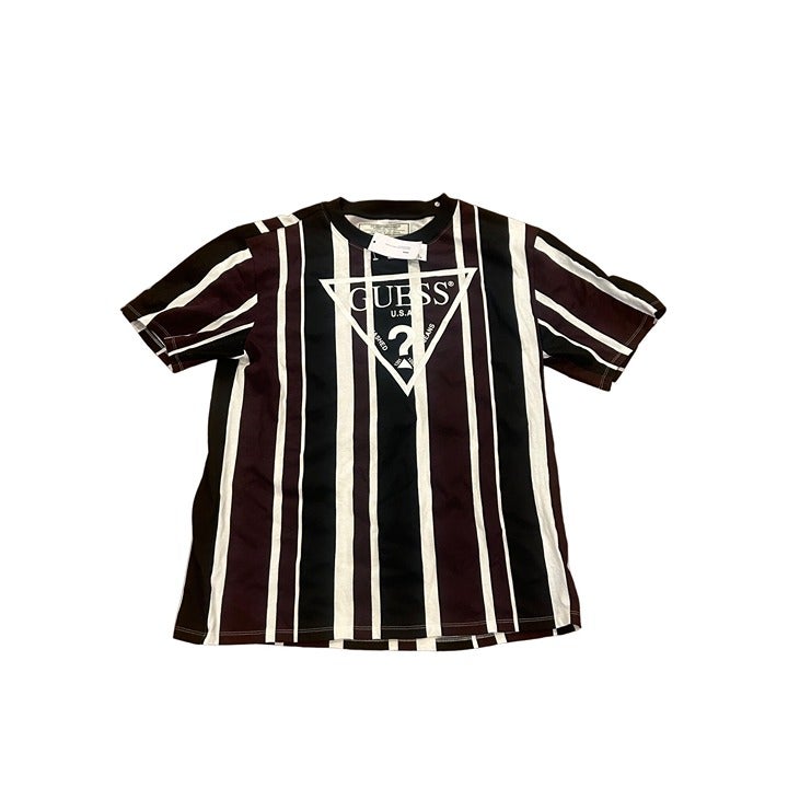 Vintage 90 s Guess Originals Men s Classic Striped T Shirt Maroon Size Medium Mercari