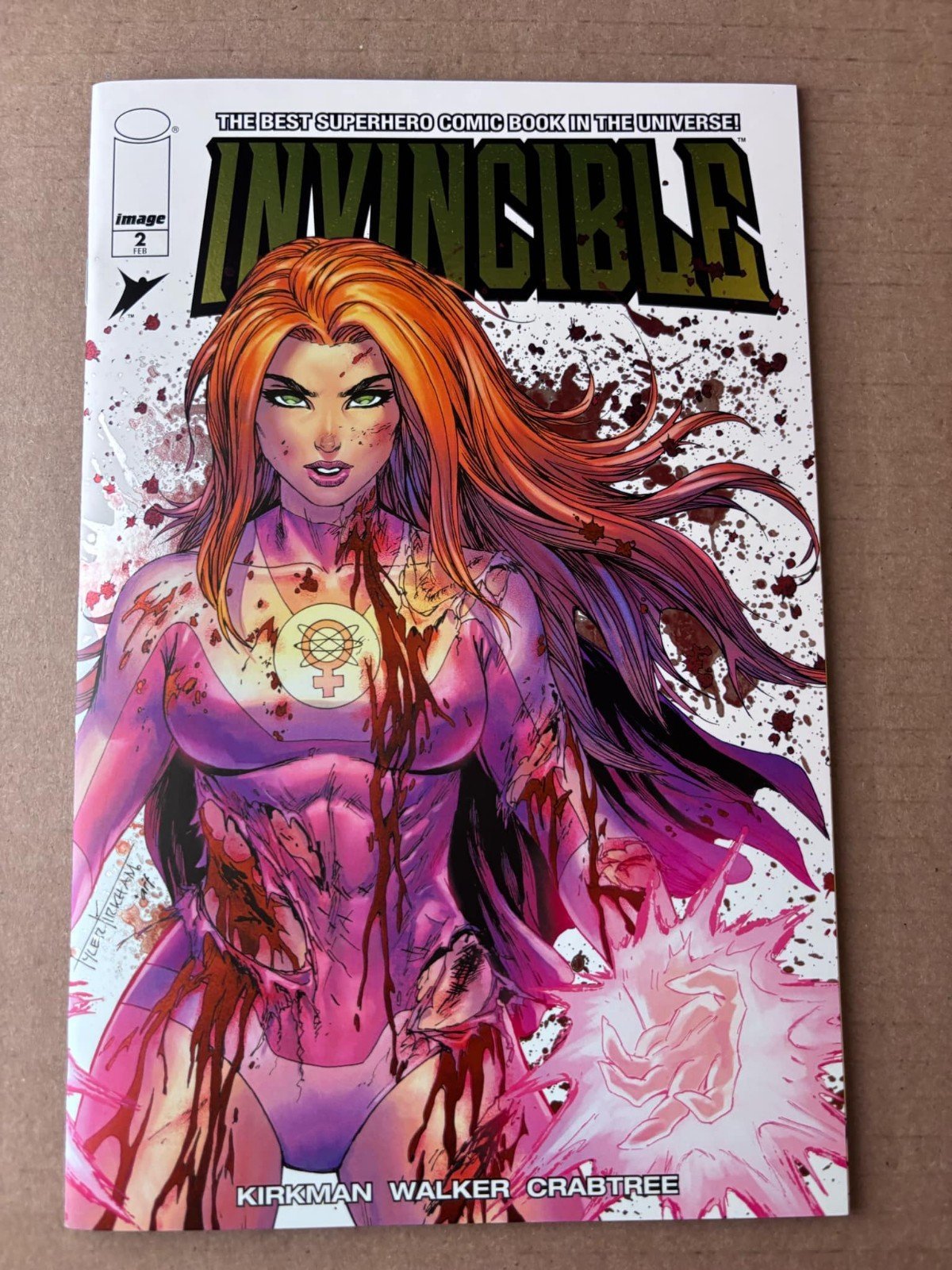 Invincible #2 Gold Foil Atom Eve Battle Damage