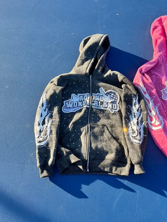 Adore Wonderland Rhinestone Zip Up
