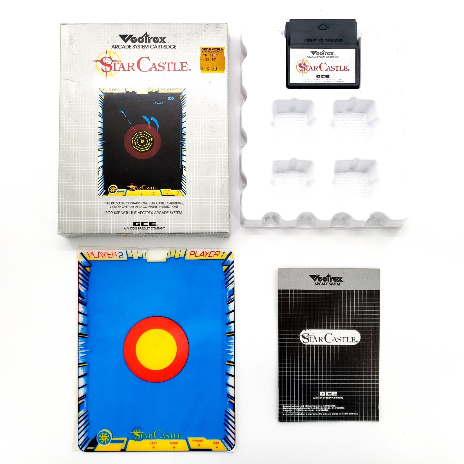 Star Castle (Vectrex, 1983) Complete In Box w/ Overlay, Manual, Tray