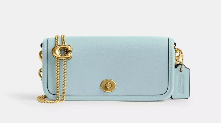 NWT Limited Edition Glove Tanned Leather Light Blue Dinky 14