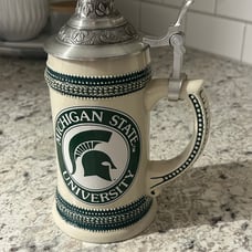 Domex Michigan State University MSU beer STEIN mug cup w/ pewter lid Germany