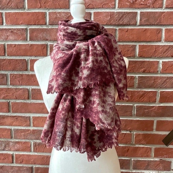 •Subtle Luxury Gemma Handmade Printed Graphic Wool Oversized Scarf Wrap 74”x40”