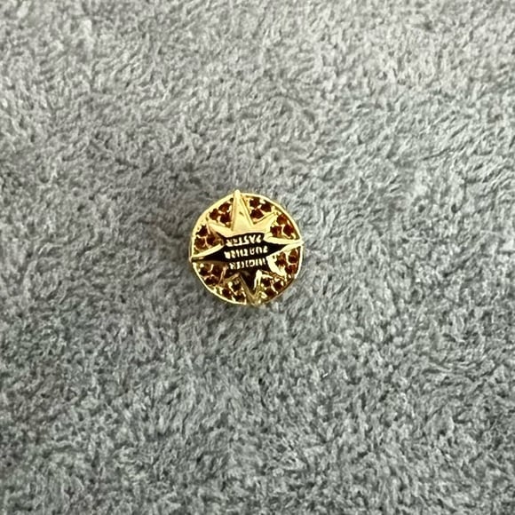 Pandora Marvel 14 Karat Gold Charm Red & Blue Crystals HIGHER FURTHER FASTER