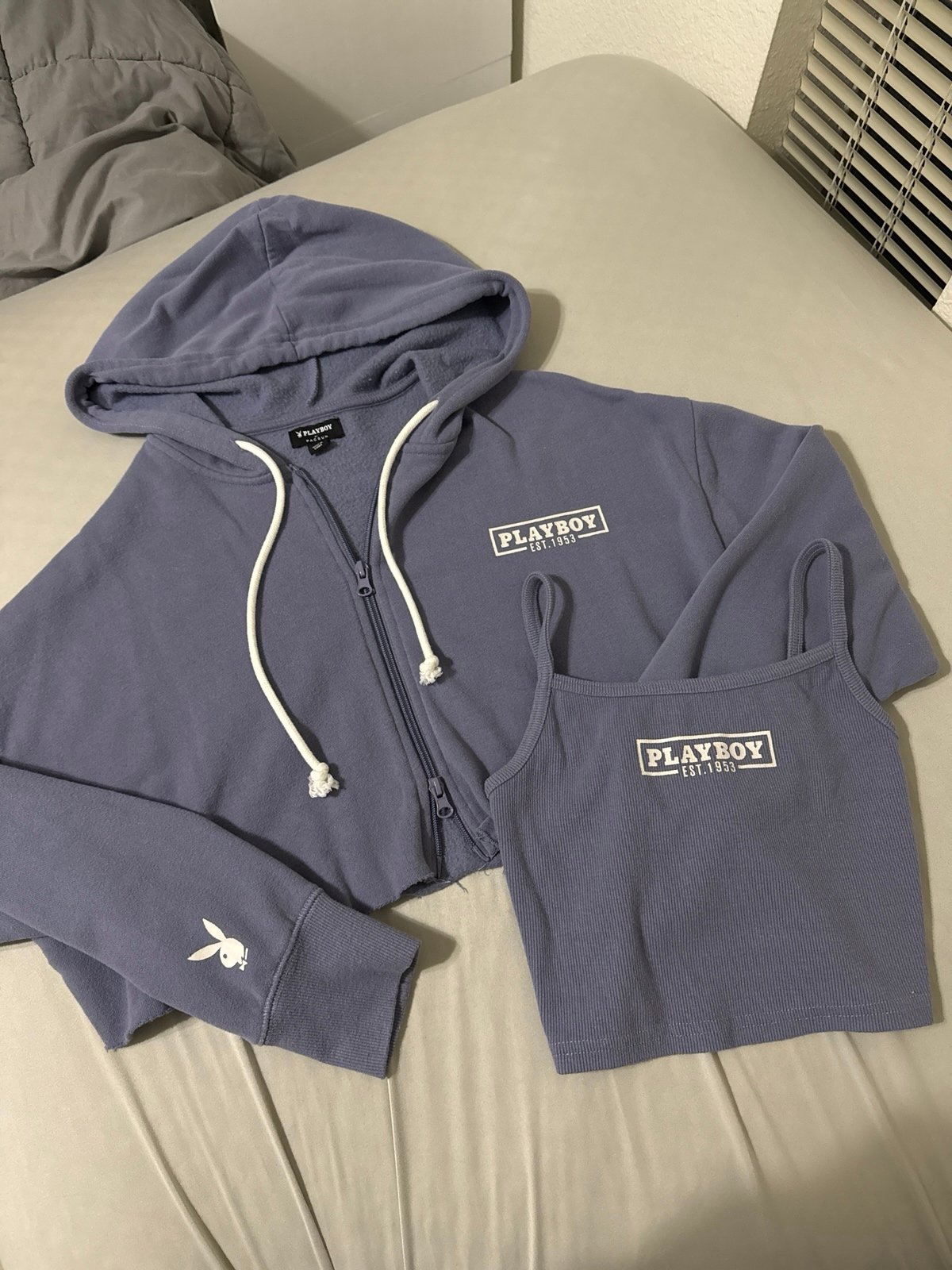 Pacsun playboy cropped Hoodie set of 2