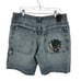 JNCO Y2K Jorts Skull Graphic Distressed Grunge Size 38 Jean Shorts Baggy Skater