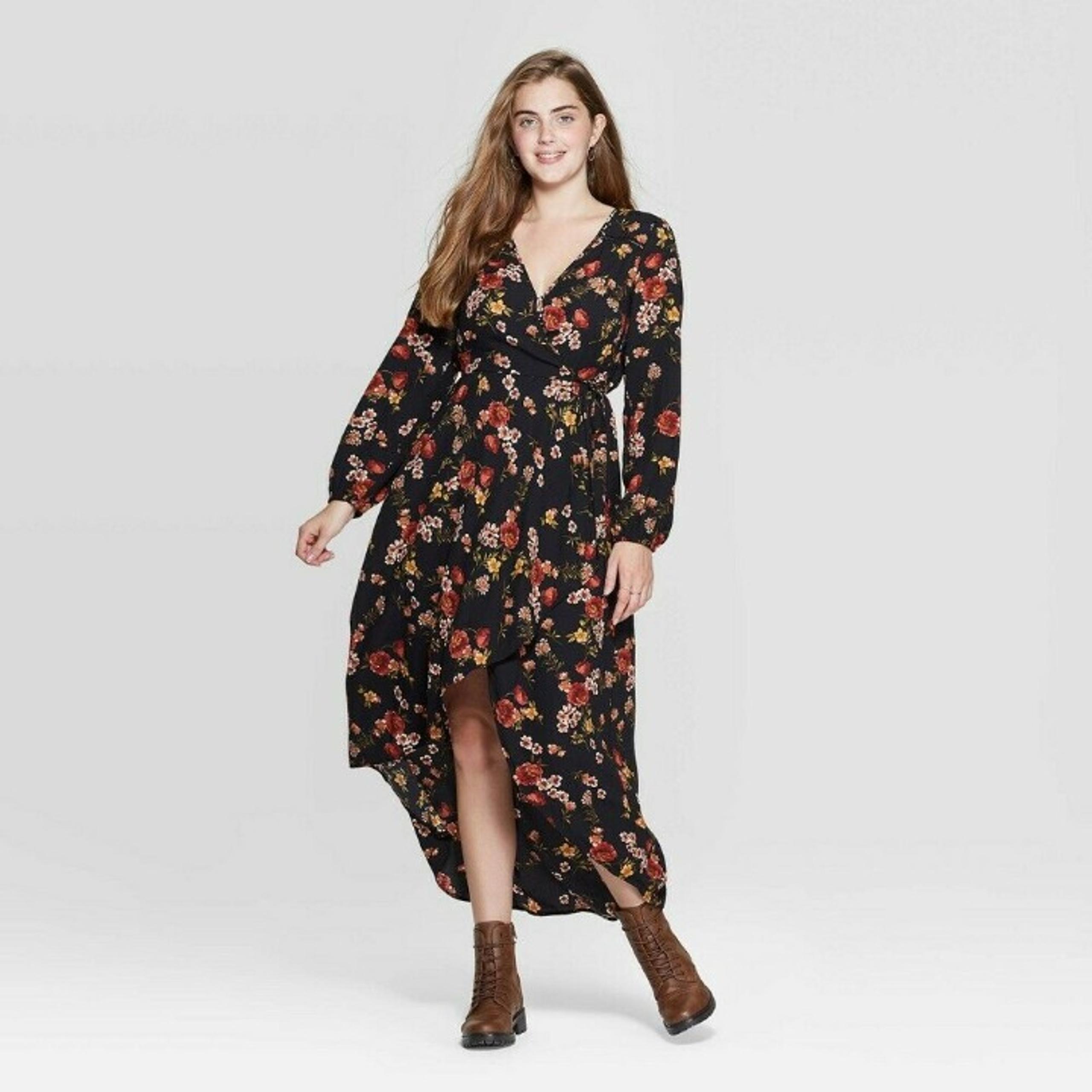 high low wrap midi dress