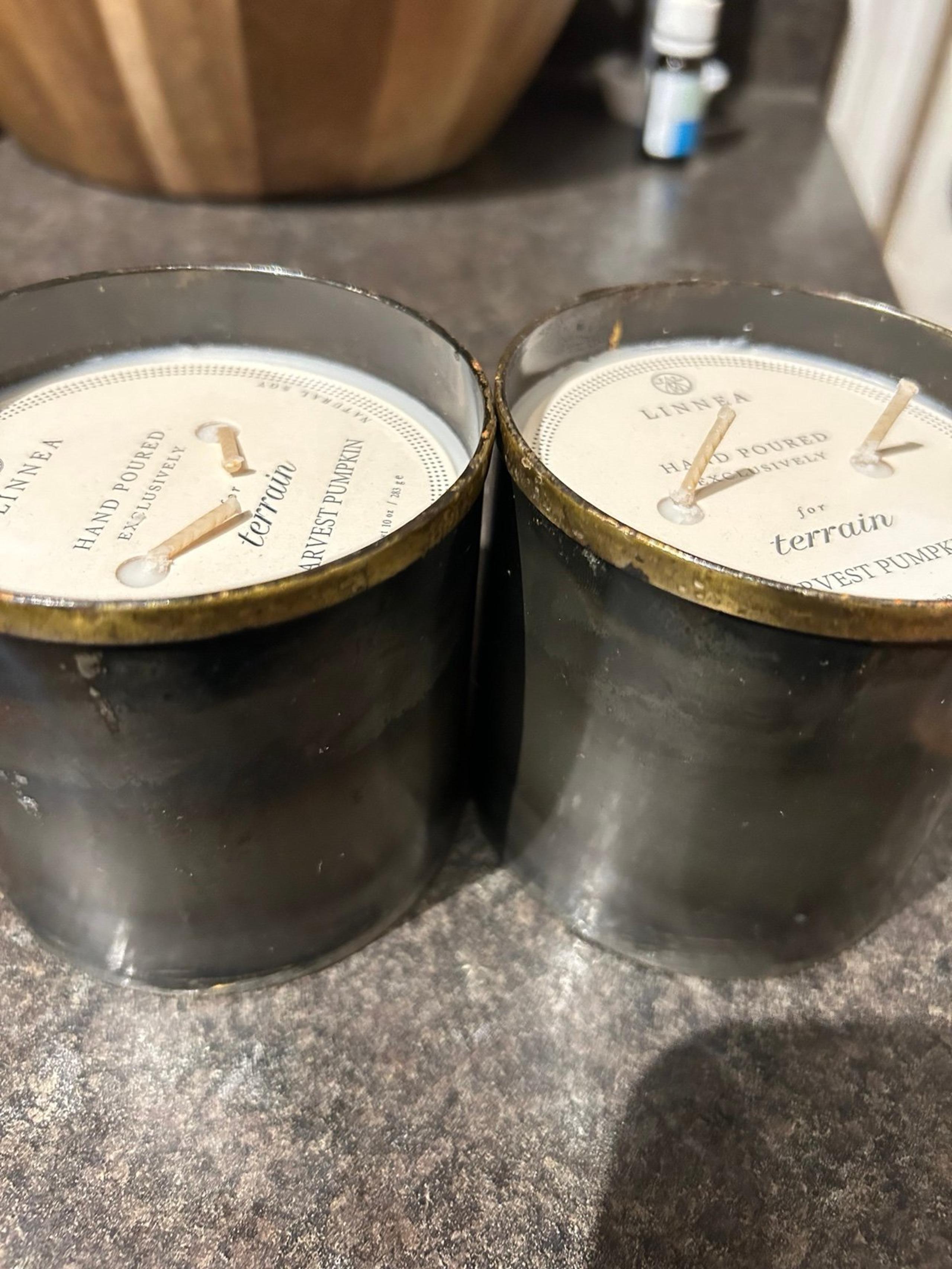 Two Anthropologie Harvest Pumpkin Candles