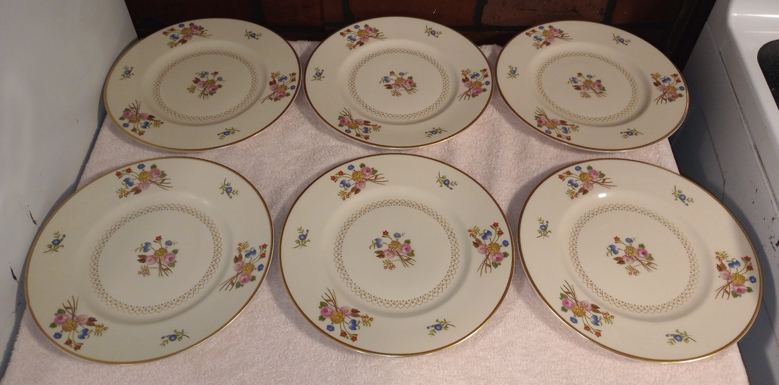 6 Syracuse China Old Ivory Coventry Large Dinner Plate 10.25” 1950’s *EVC*