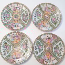 Four Rose Medallion 8.5 Dinner Plates Famille Rose Made in China 1919-1950