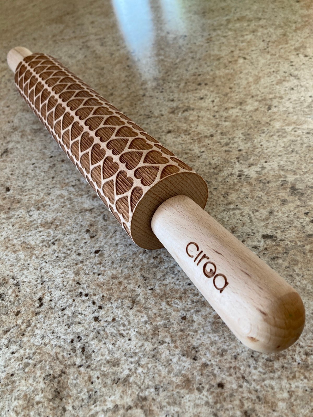 New Circoa Heart Embossed Wooden Rolling Pin for Valentine’s Day