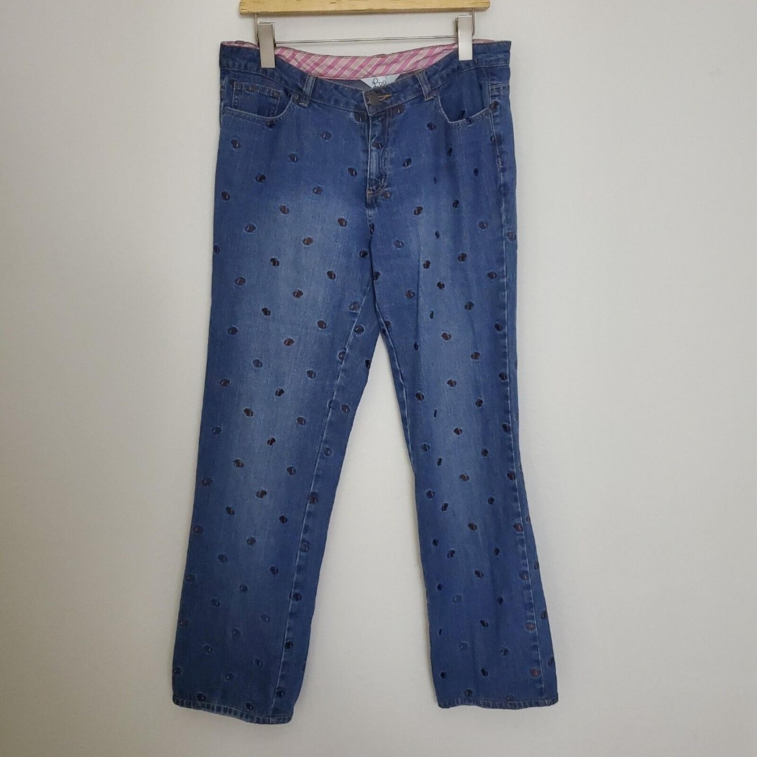 Lilly Pulitzer Vintage Women's Jeans 10 Blue Scottish Terrier Embroidery Denim