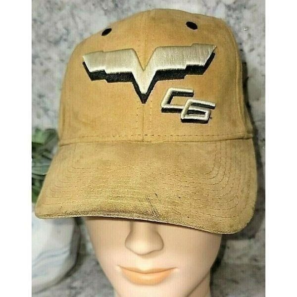 C6 Corvette Headwear by The Game Faux Suede Camel Color Cap Hat Adjustable