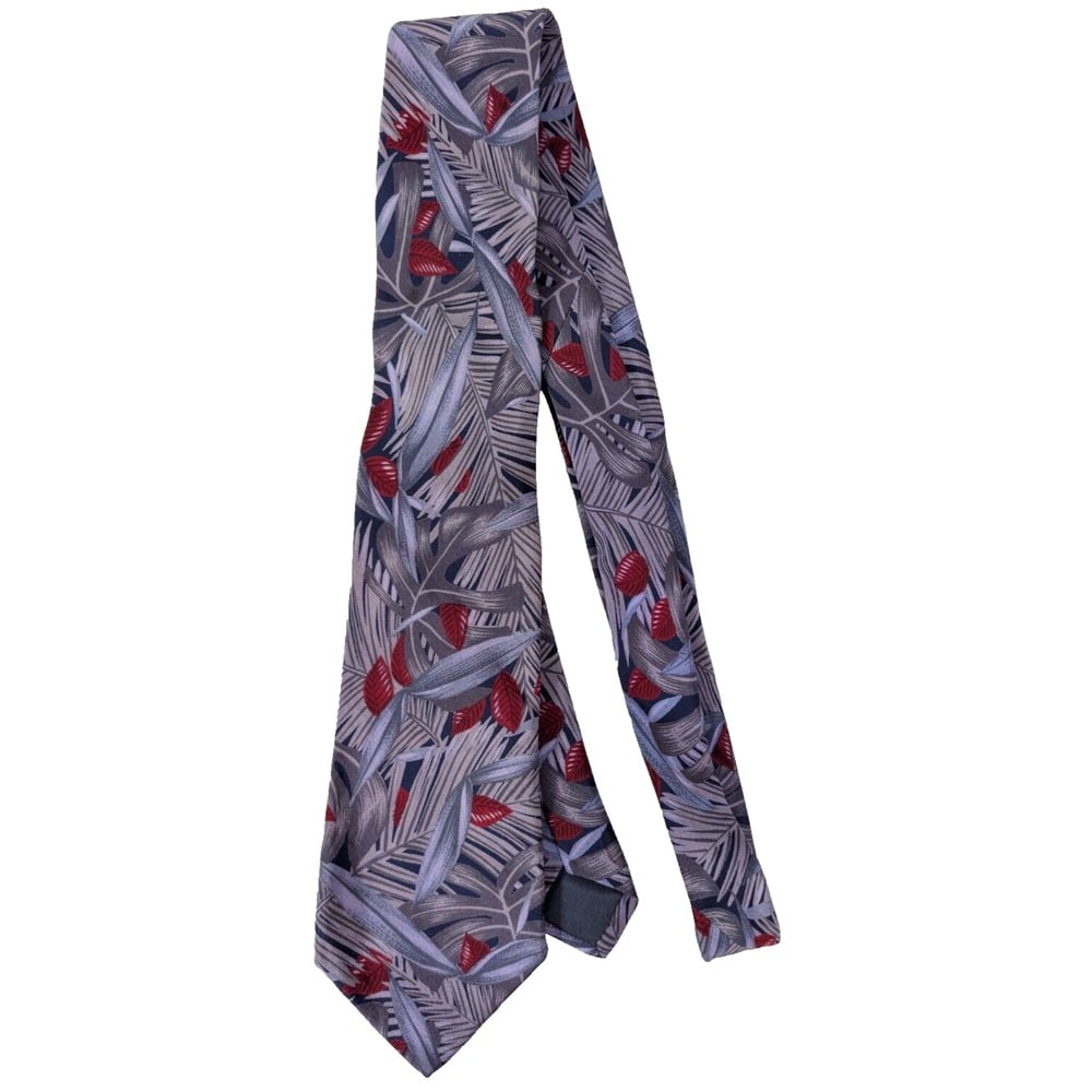 Gianni Versace Purple 100% All Silk Necktie Tropical Print Made in Italy