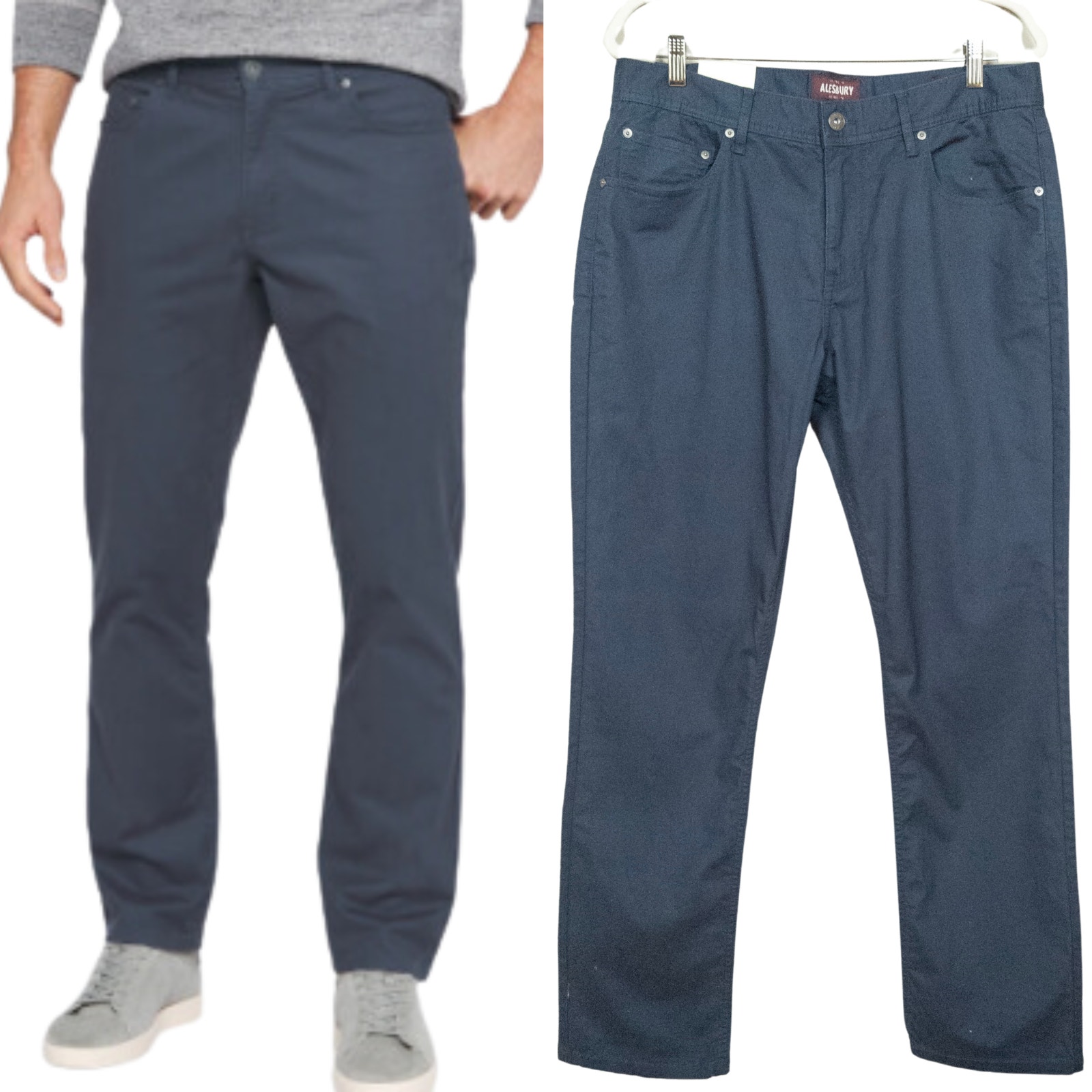ALESBURY Stitch Fix Navy Blue Bedford Cord Pants Straight Slim Fit Men's W34 L32