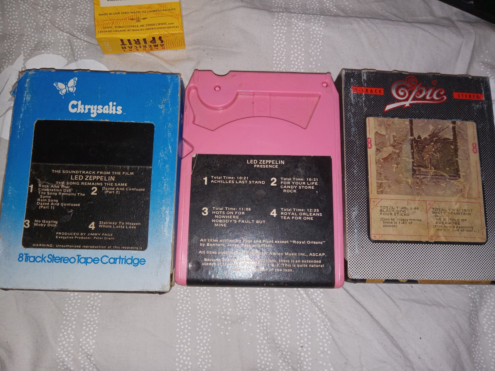 Lot of three led zeppelin eight track tapes rare