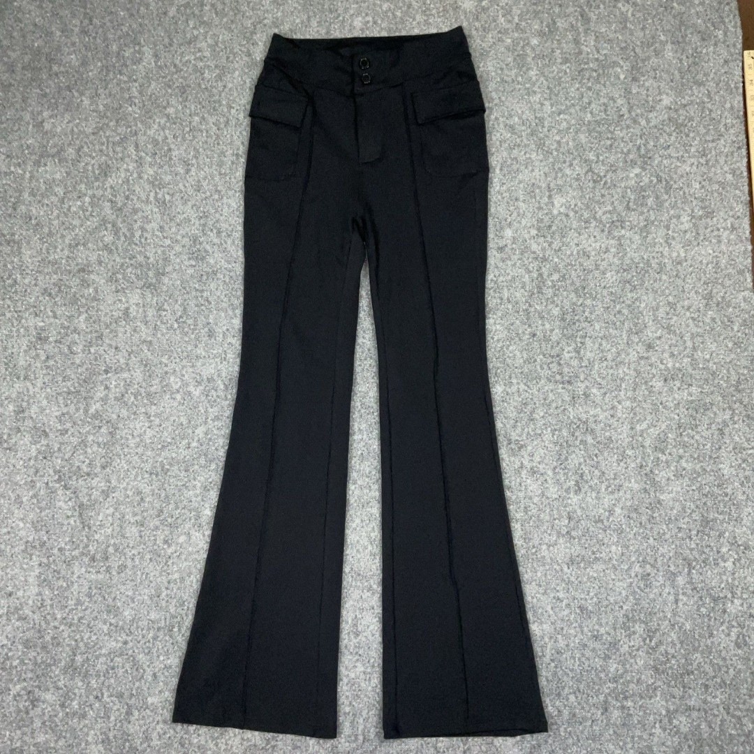 Halara Pants Womens Size S Black Stretch side Flap pocket Flare Cargo