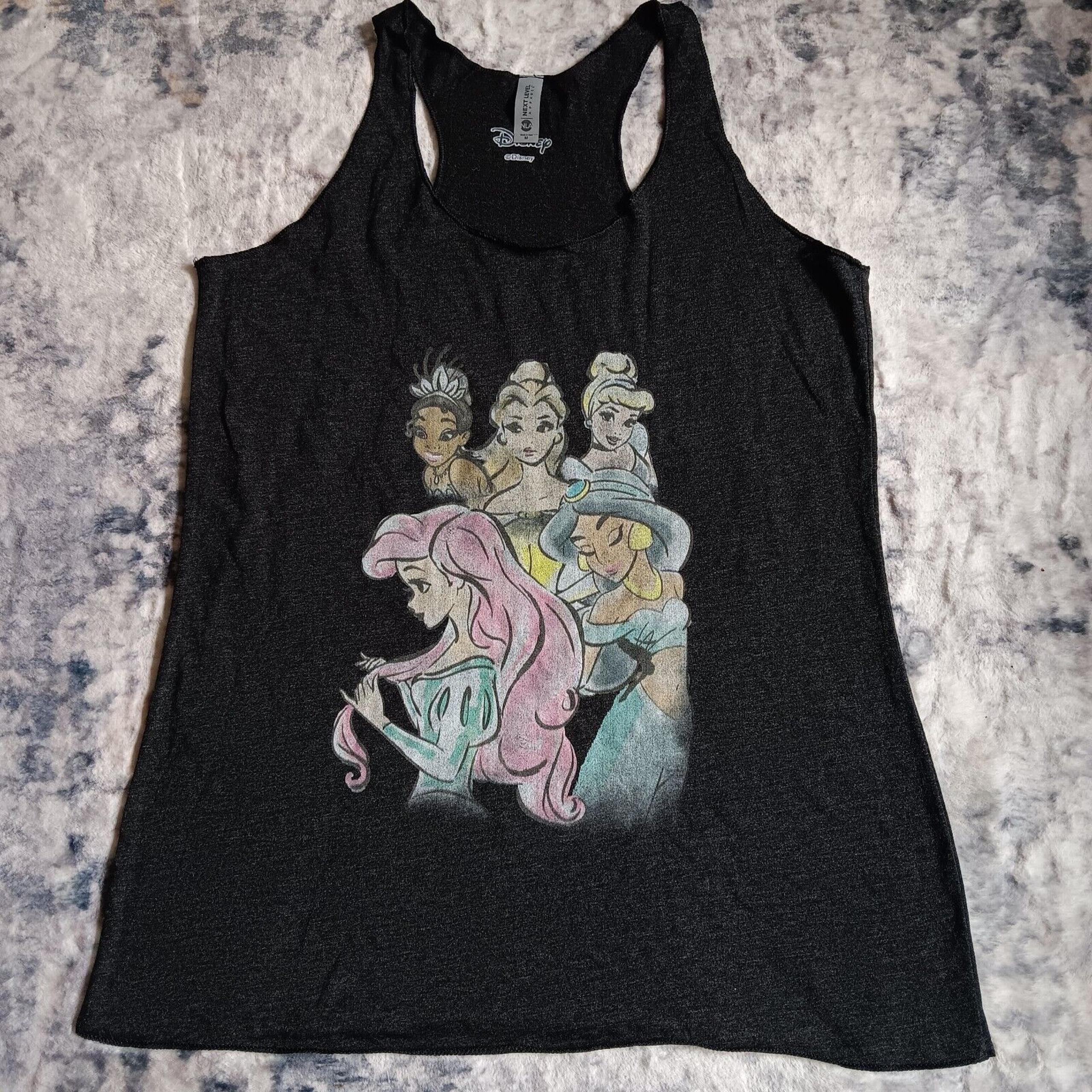 Women's Disney Princess Racerback Dark Gray Tank Sz M