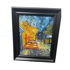 Café Terrace at Night by Vincent Van Gogh Framed Canvas Art Painting