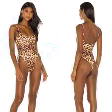 NEW Revolve Joues De Sable Sally Leopard One Piece Swimsuit Size XL