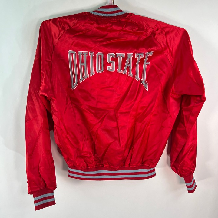 Vintage Ohio State Buckeyes Varsity Silk Nylon Mens Red Jacket Size L