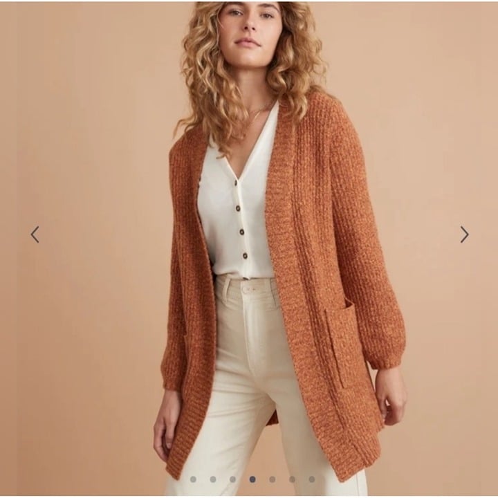 Marine Layer Ontario Cardigan Rust Medium Cozy Cotton Nylon Blend pockets new