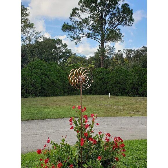 New Solar Wind Spinner 360° Swivel Warm LED Glass Ball Kinetic Wind Spinner