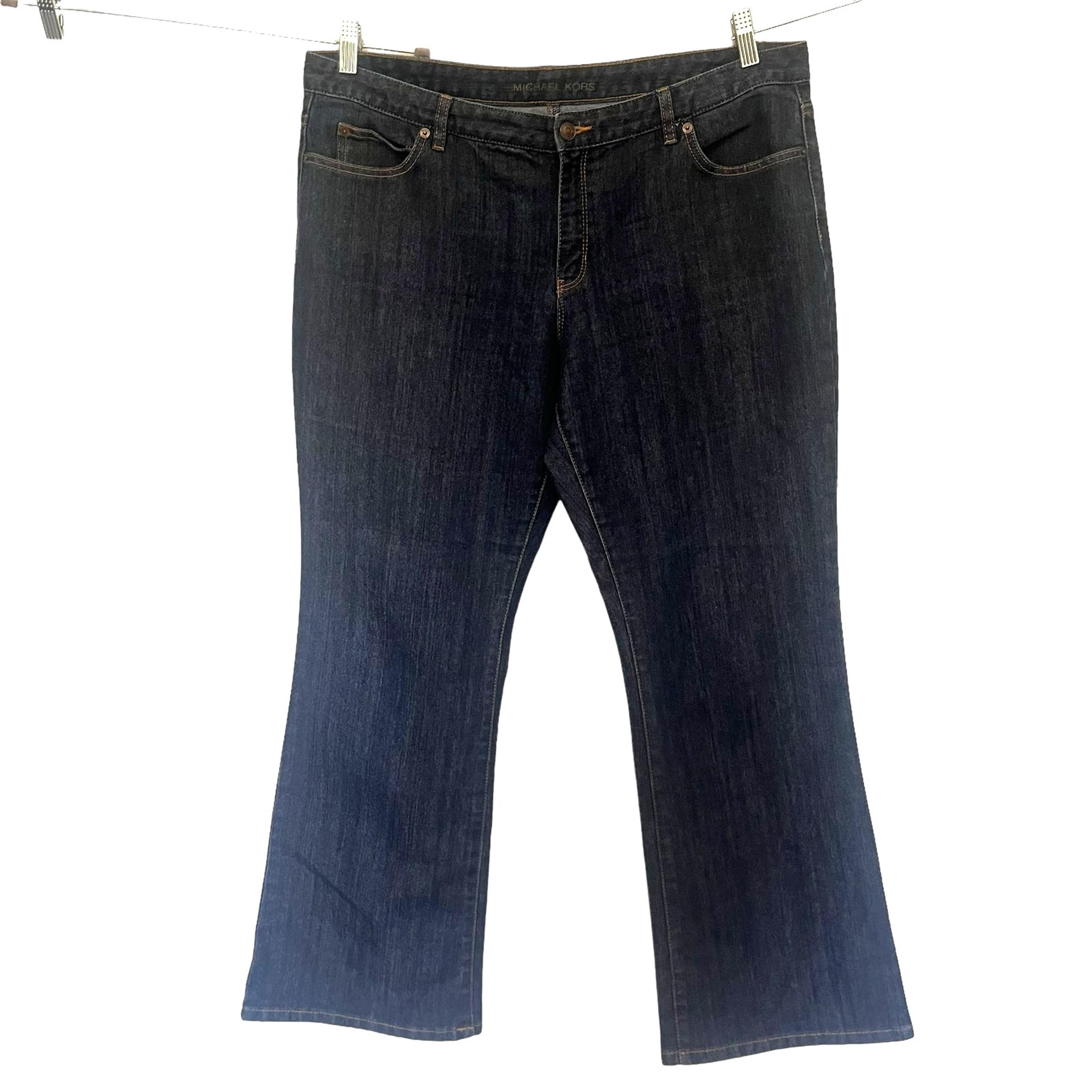 MICHAEL KORS Wide Leg Trouser Womens Jeans Sz 16 Dark Wash Flare Middrise