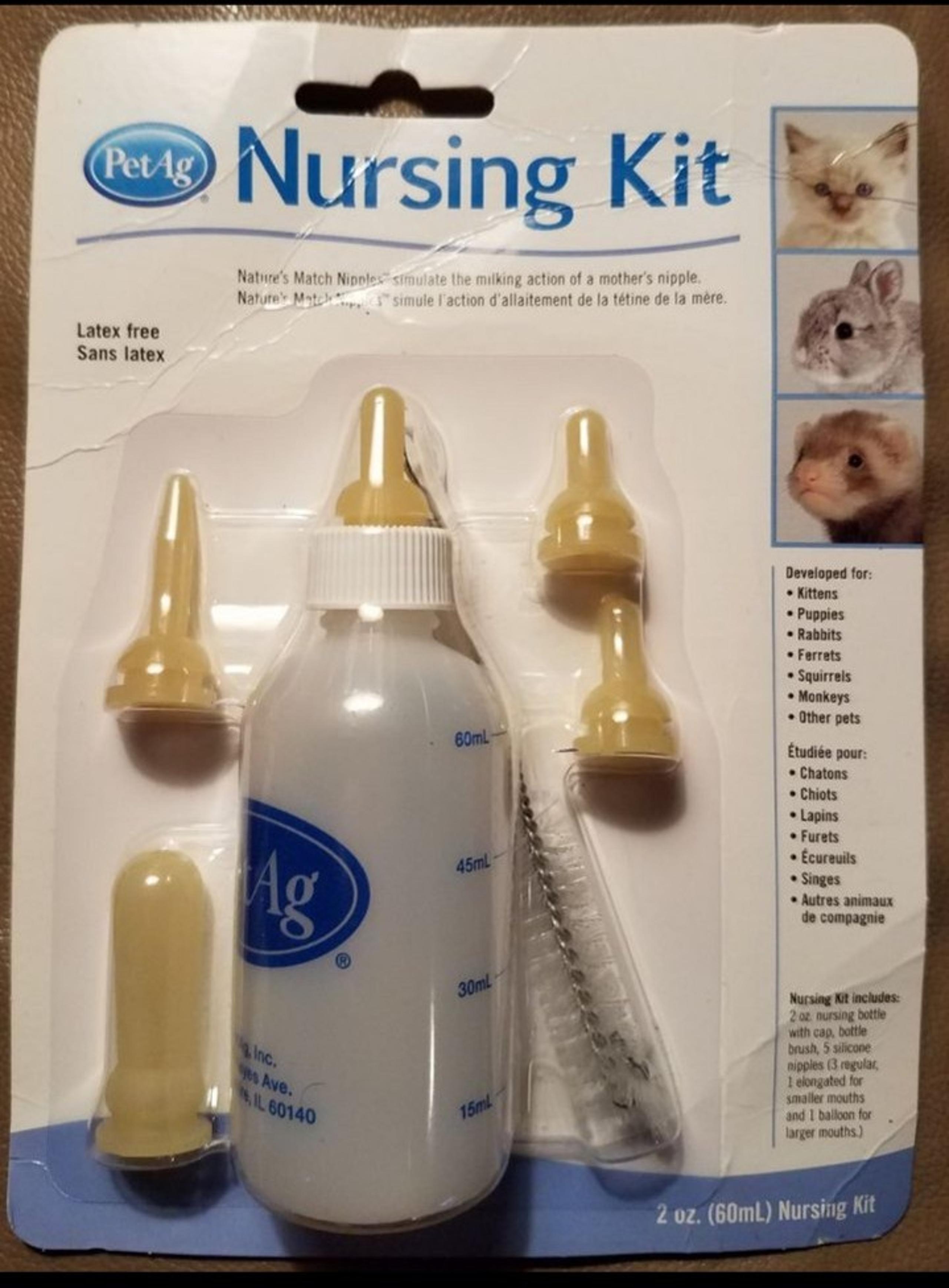 Pet Ag 8-Pcs. Nursing Kit Bottle & Nipples for Baby Newborn Animals-NEW/Sealed
