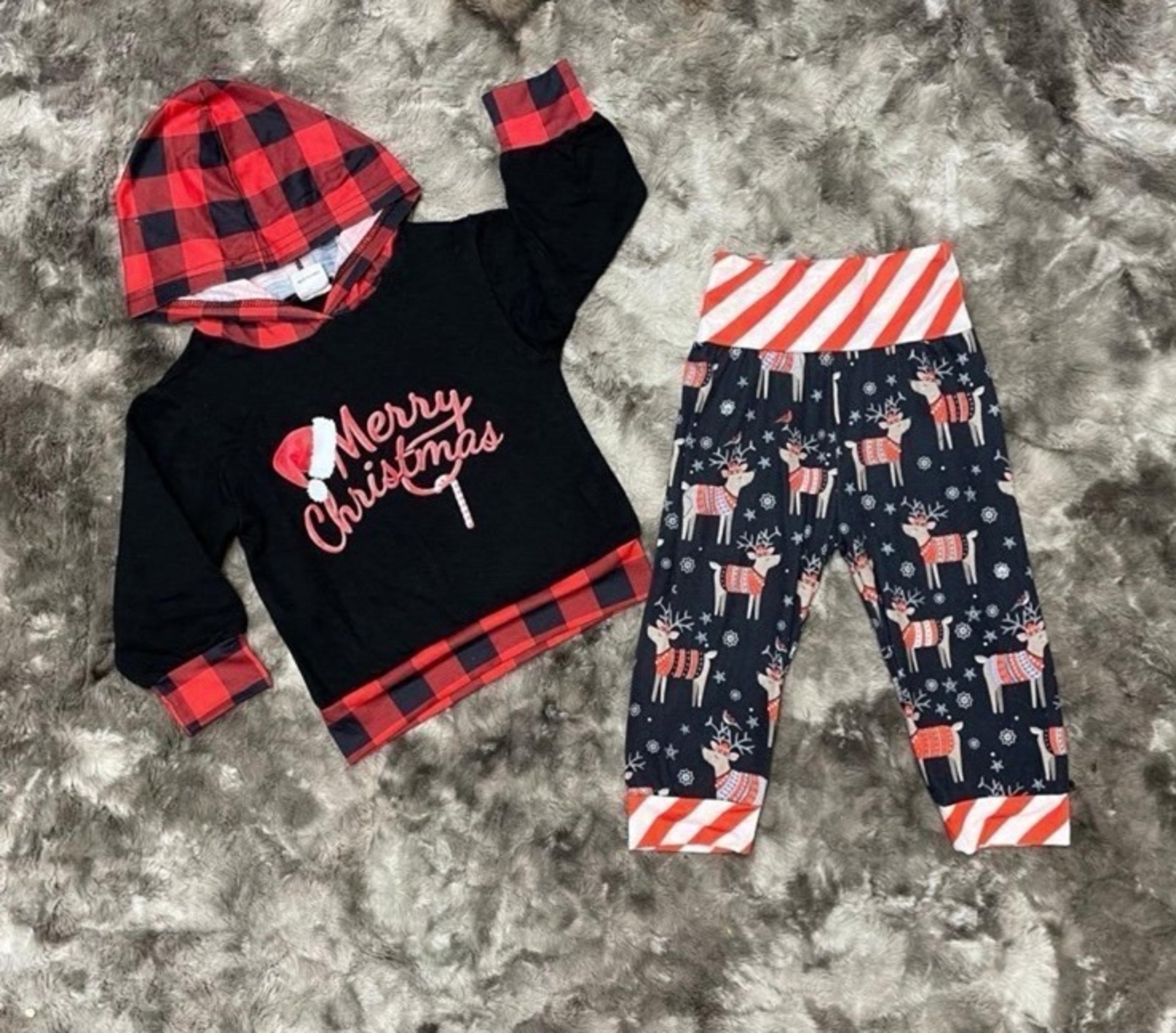 Christmas Outfit | Buffalo Plaid Hoodie & Reindeer Joggers NEW! - PatPat
