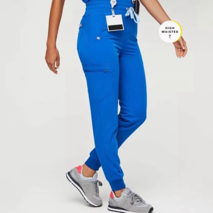 Figs Royal Blue High Waisted Zamora Joggers - Large Petite