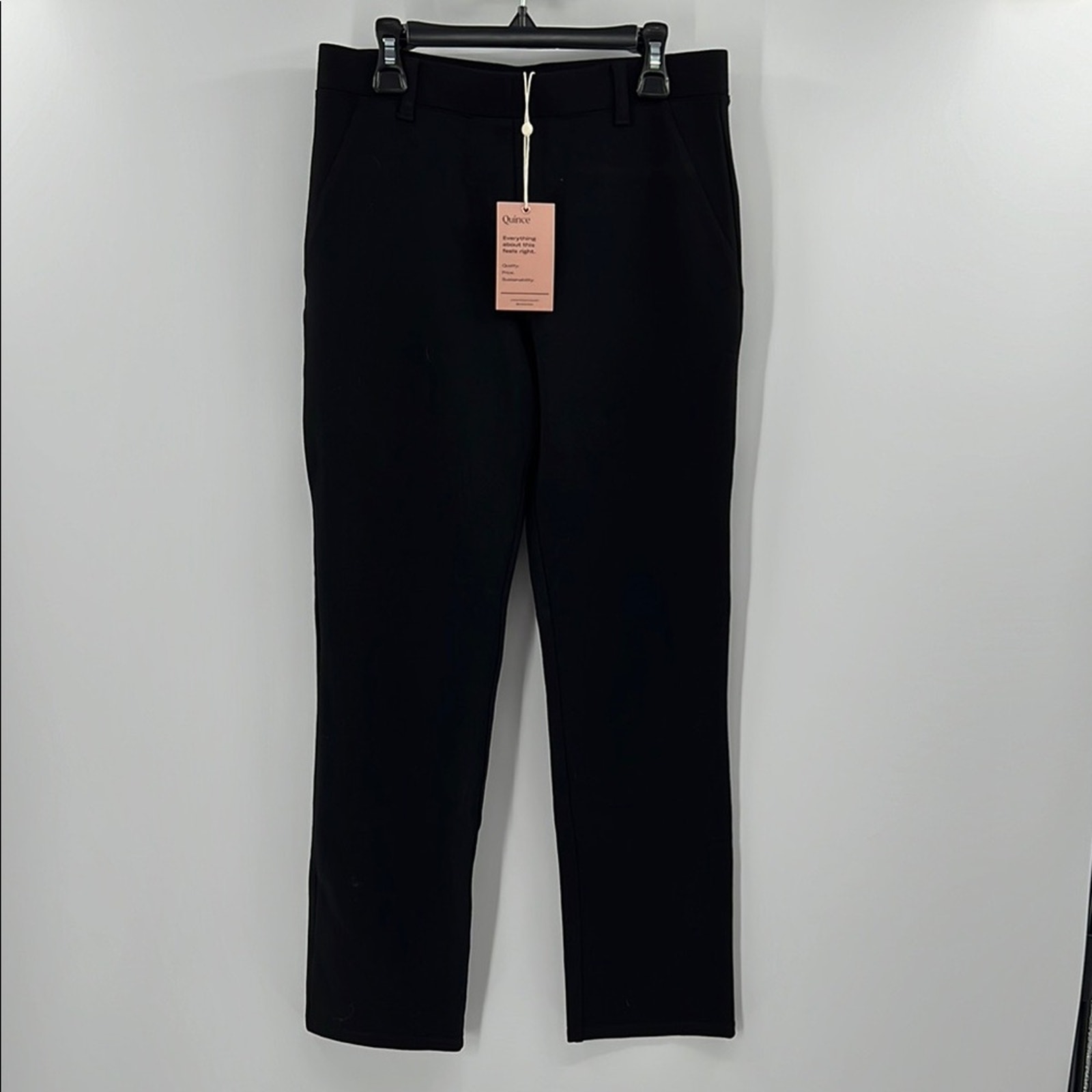 Quince Women's Ultra-Stretch Ponte Straight Leg Pants - Black - Small - NWT