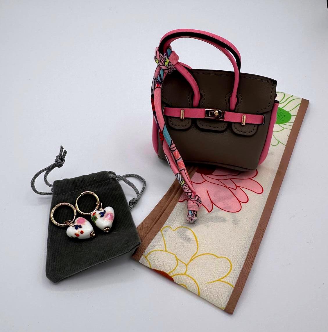 Unbranded Bag Birk Bag Twilly, Adorable Earrings