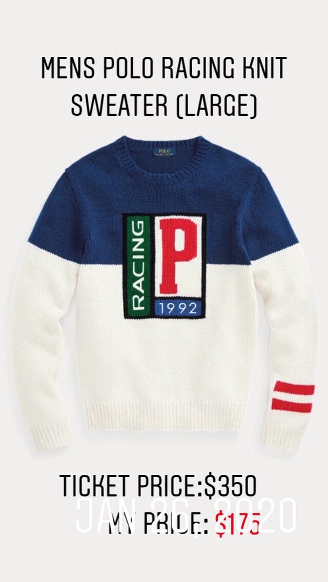 Mens polo racing sweater