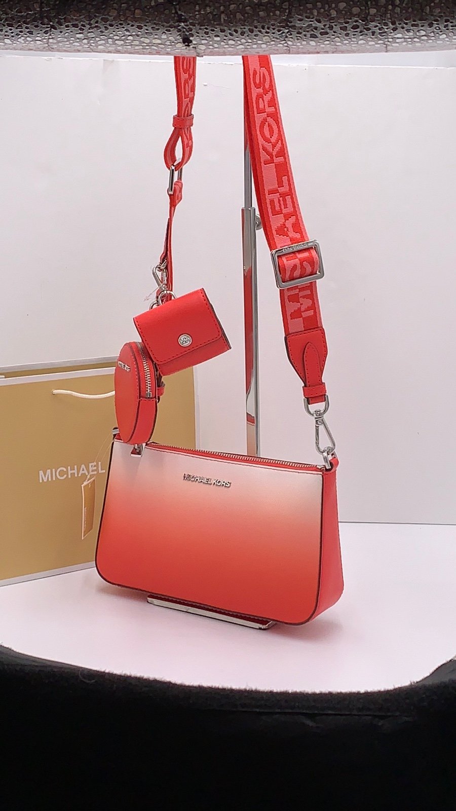 Michael Kors Jet Set Travel Tech Attached with Adjustable Coral Reef Crossbody